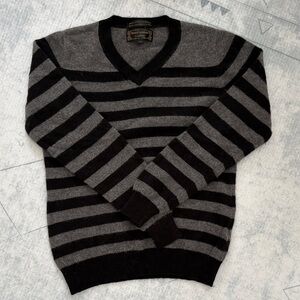 Black and Gray Striped Cashmere Sweater